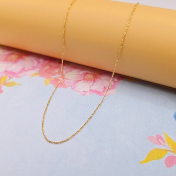 Dainty Rose Gold Twisted Rope Chain Necklace, 24 Inch, Gold Plated, XPNL0108 - Picture 8 of 12